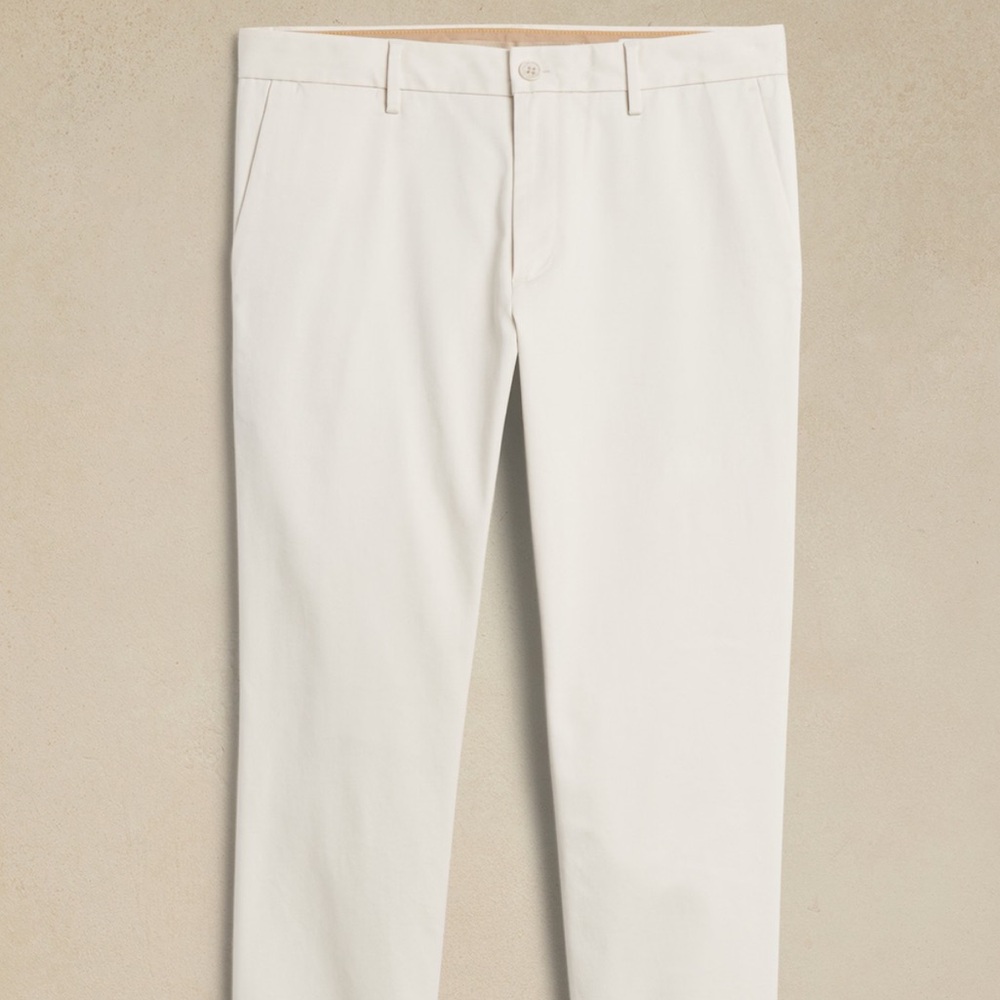 Men’s NWT Banana Republic Aiden Slim Fit RAPID MOVEMENT CHINO 35Wx36L Off white - Picture 2 of 5